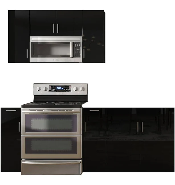 True Black Gloss Assembled Kitchen Cabinets by Wholesale Cabinets