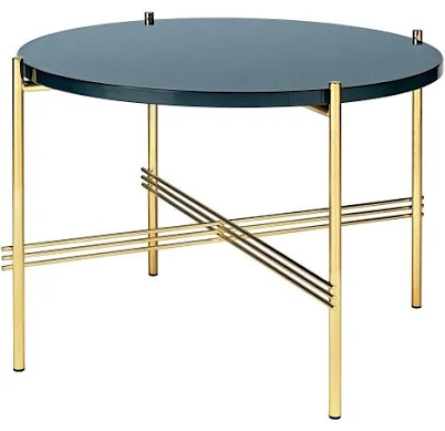 TS COFFEE TABLE - ROUND - BRASS BASE - MEDIUM Navy Blue Glass