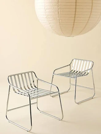 Urban Outfitters Boden Slatted Chrome Dining Chair Set of 2