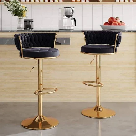 VECELO Adjustable Barstools Set, Counter Height Stools with Back and Arm