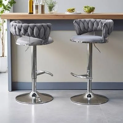 Velvet Adjustable Bar Stools (Set of 2)