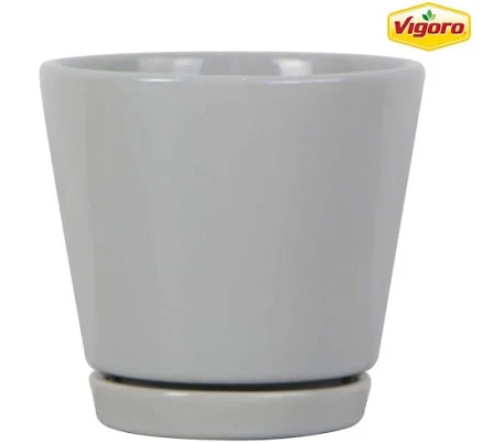 Vigoro Piedmont Small Gray Ceramic Planter