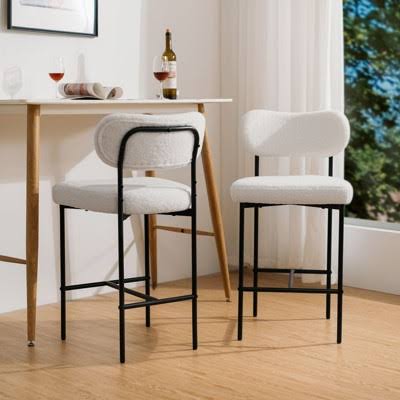 Warmounts Set of 2 Upholstered Modern Counter Height Barstool