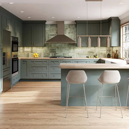 Washington Shaker Verdant Green Assembled Plywood Kitchen 12 ft. Kitchen