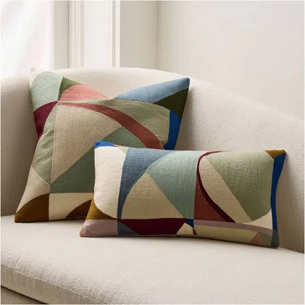 West Elm Colored Shapes Crewel Pillow Cover