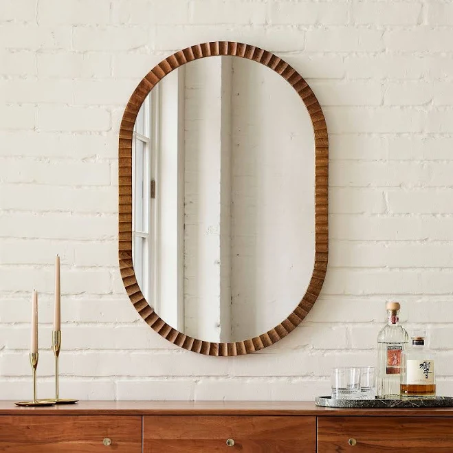 West Elm Frida Fluted Wood Small Mirror