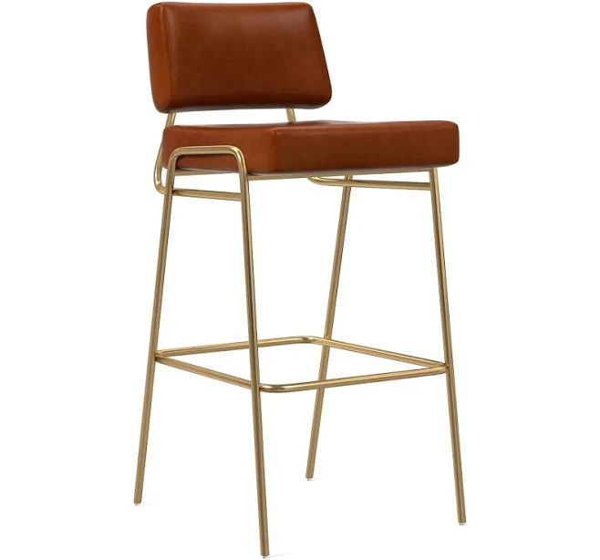 West Elm Wire Frame Bar Stool Leather