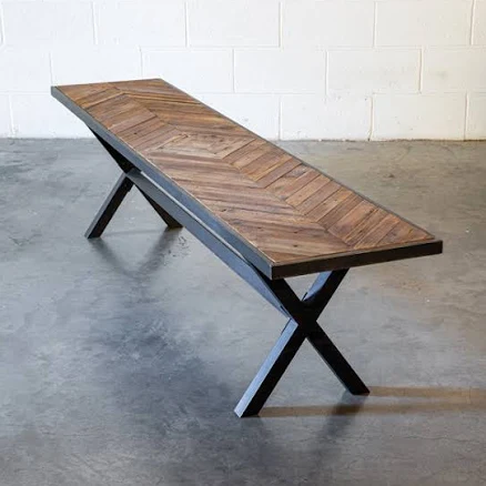 Wood Top Metal Frame Bench