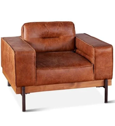 World Interiors Chiavari Modern Cognac Leather Armchair