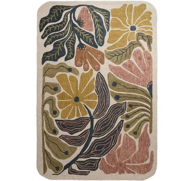 World Market Lucia Multicolor Floral Tufted Rounded Area Rug