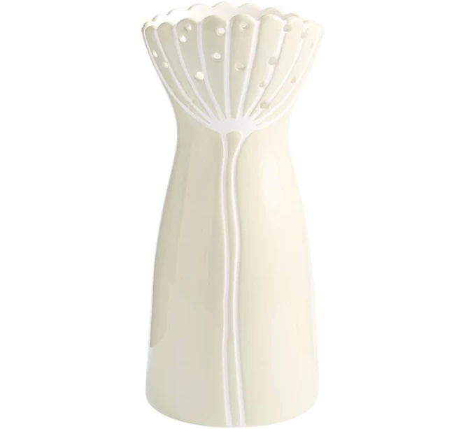 World Market Mint Ceramic Punched Floral Outline Vase