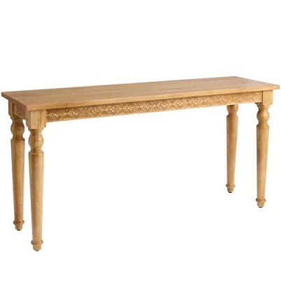 World Market Nisha Hand Carved Weathered Wheat Medallion Console Table