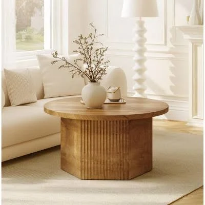 WOWLIVE Lift Top Fluted Coffee Table