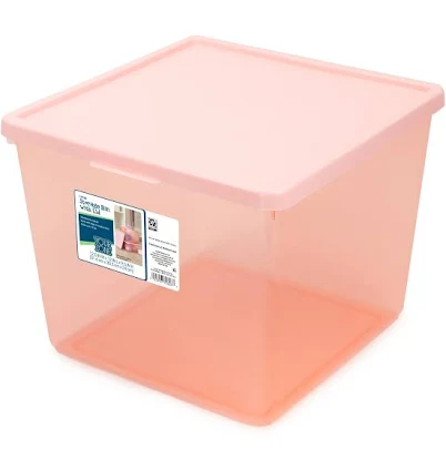 Your Zone Kids Plastic Stacking Storage Bin with Lid 12 in x 12.4 in x