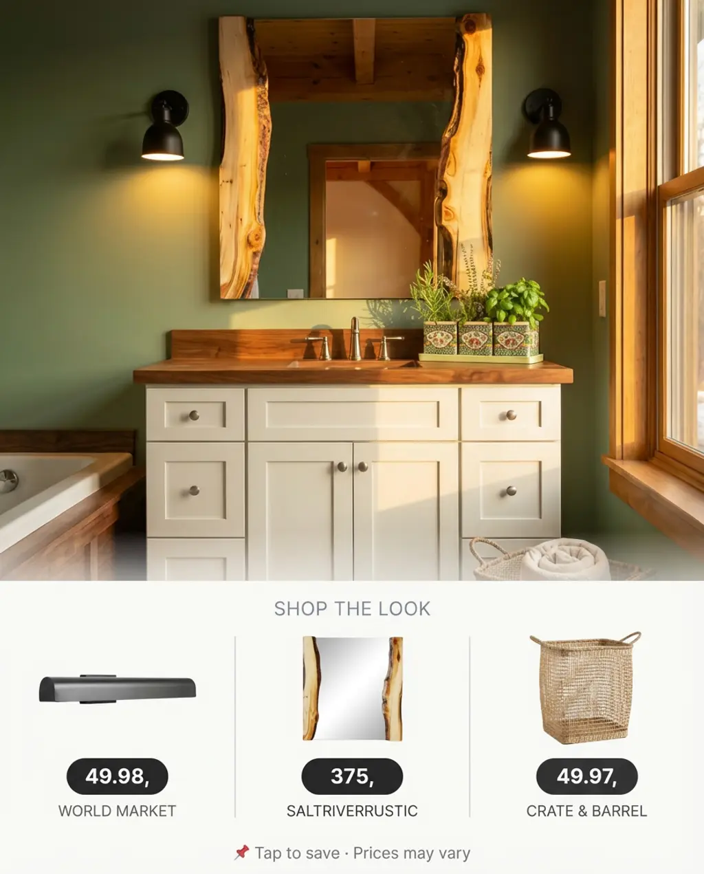 Nature-Inspired Moss Green with Raw Wood — Shop the Look