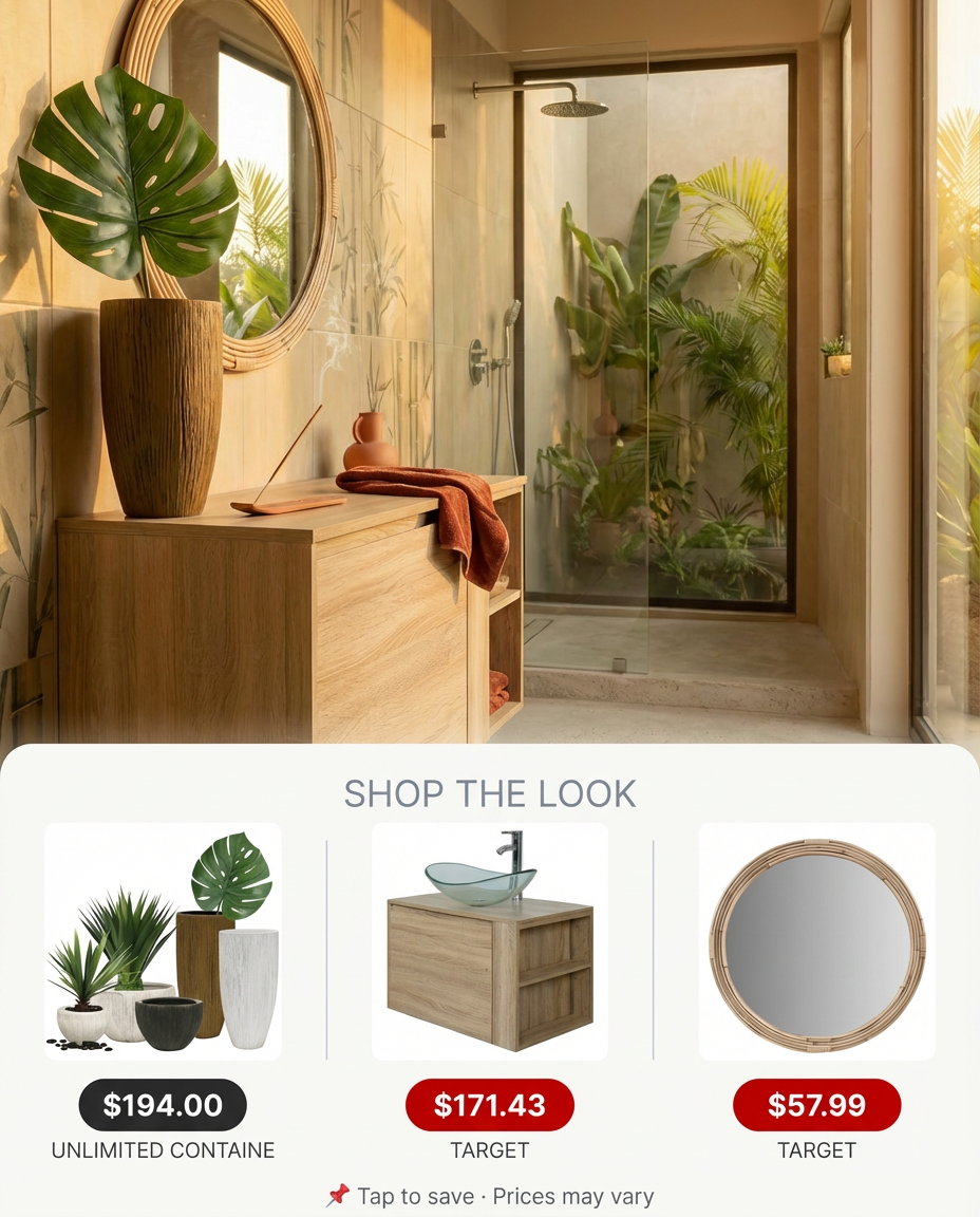 Tropical Oasis Bathroom with Lush Plants — Shop the Look