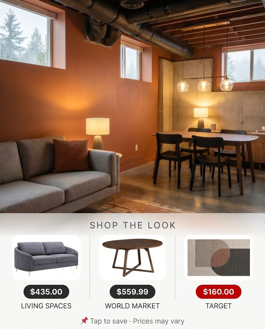 Basement Layout Optimized for Open Concept Living — Shop the Look