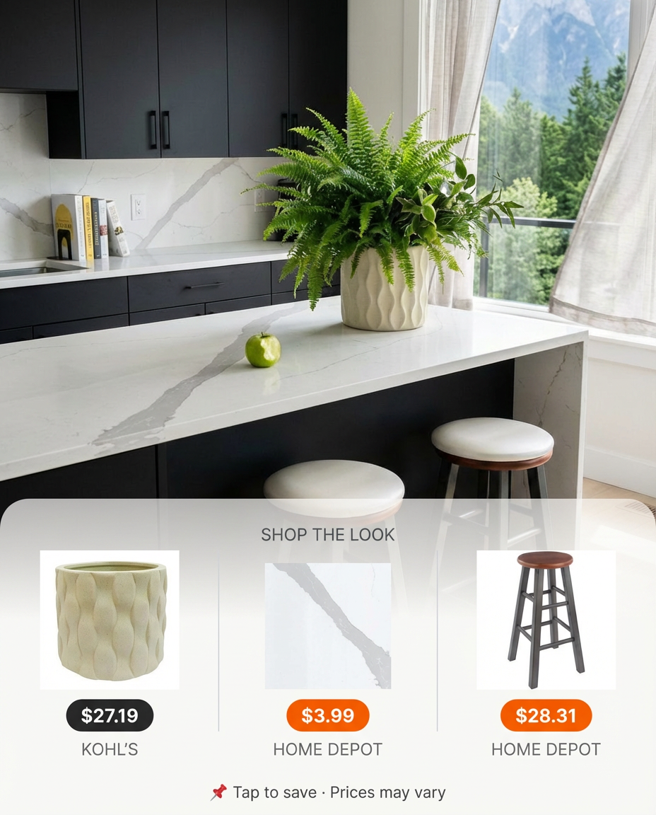 Black Kitchen with Green Plants and Natural Light — Shop the Look