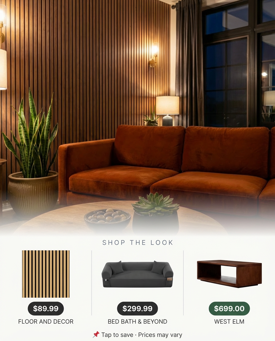 Sophisticated Vertical Slat Wood Paneling — Shop the Look