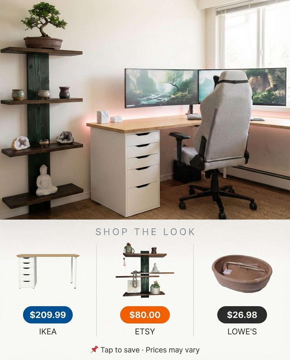 Zen Minimalist Gaming Setup with Natural Light — Shop the Look