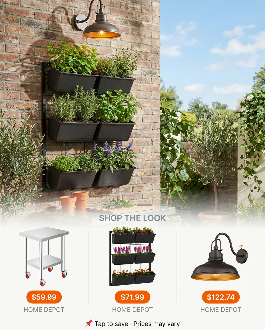 Vertical Herb Garden Wall for Small Outdoor Kitchens