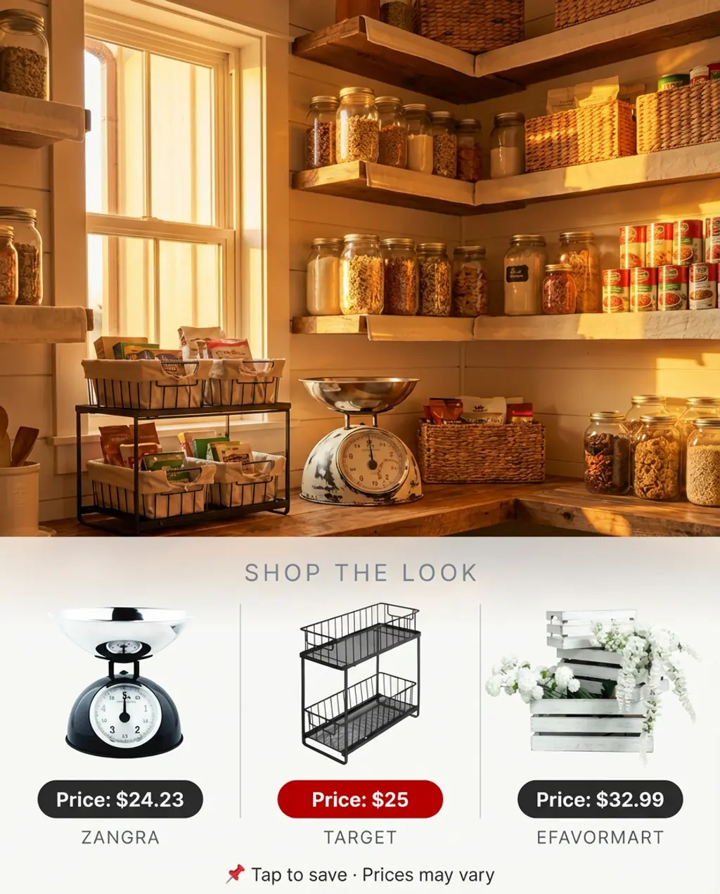 Farmhouse Style Pantry with Wire Pull-Out Baskets — Shop the Look