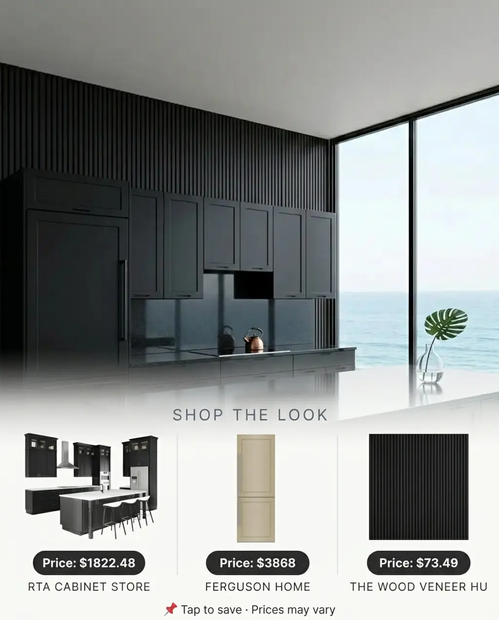 Minimalist Black Kitchen with Seamless Walls and Hidden Storage — Shop the Look