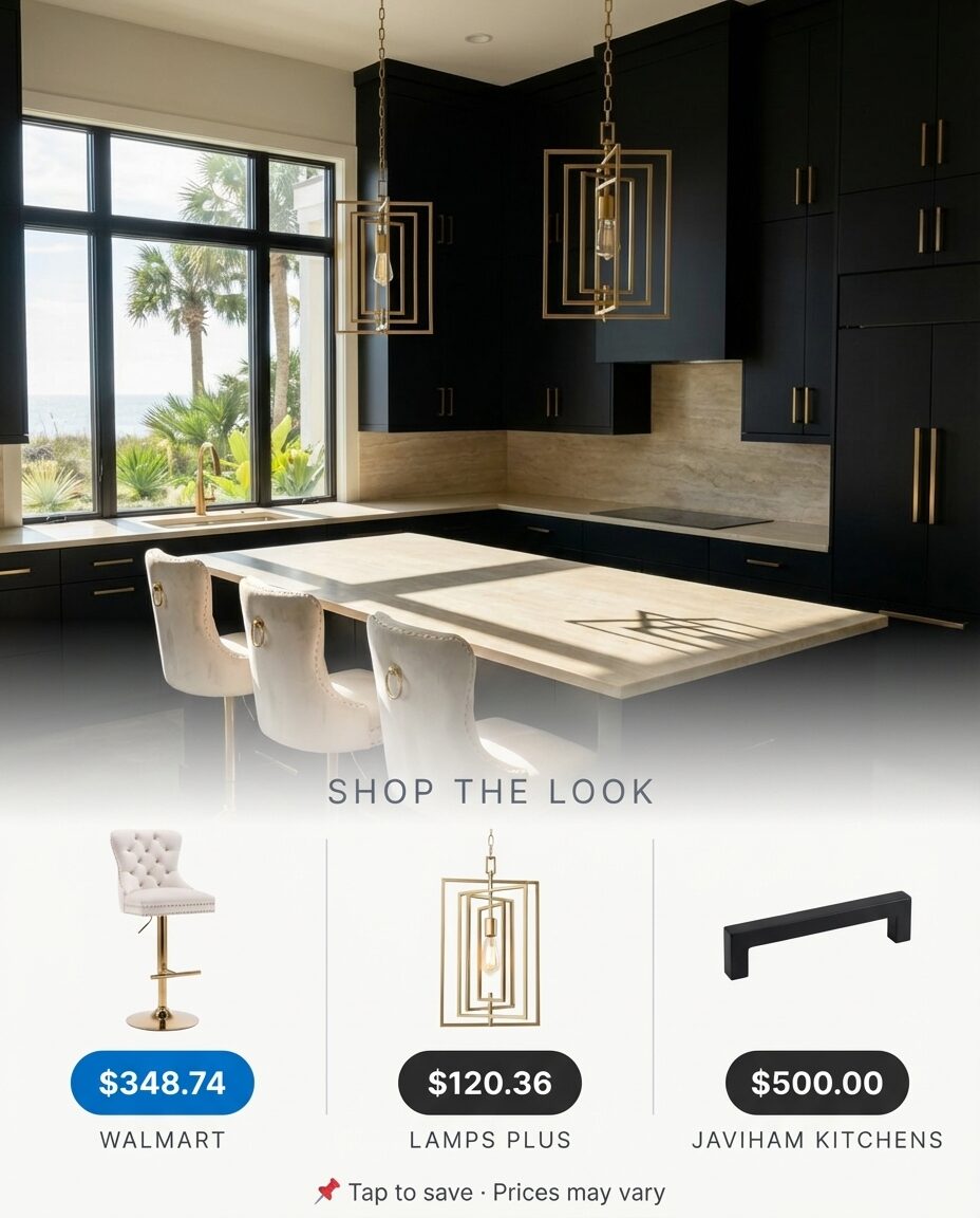 Black Kitchen with Beige and Brass — Shop the Look