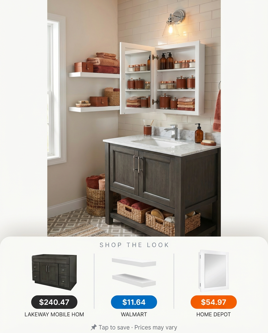 Transitional Bathroom with Medicine Cabinet & Shelves — Shop the Look