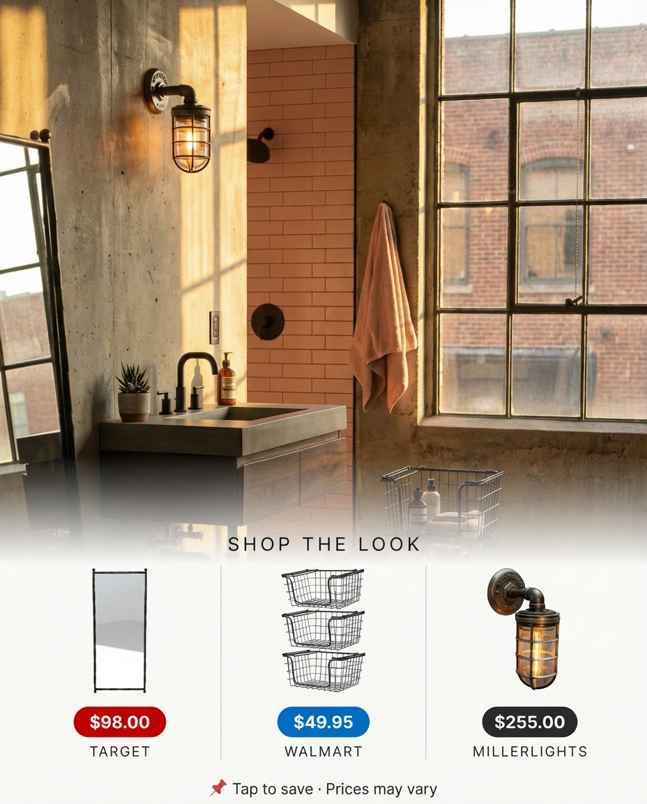 Industrial Loft Bathroom with Concrete Sink — Shop the Look