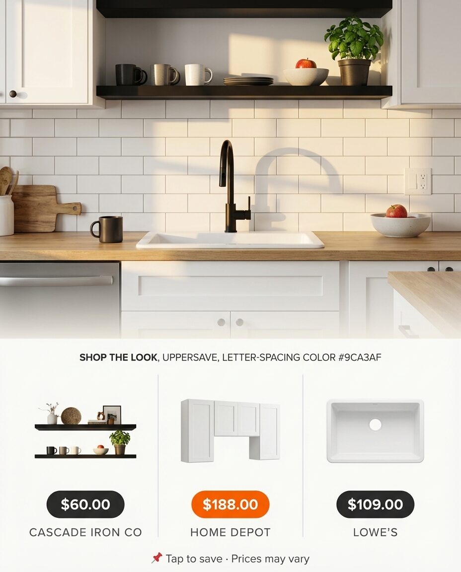 Minimalist White Kitchen with Black Accents — Shop the Look