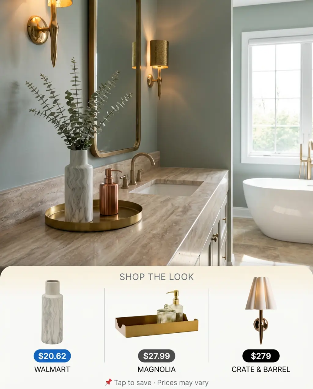 Sophisticated Gray-Green with Marble Details — Shop the Look