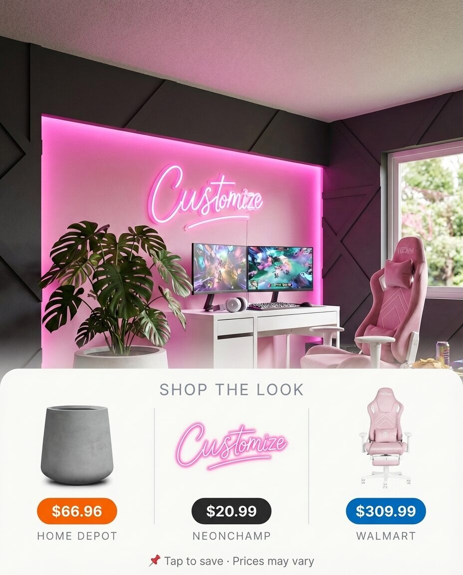Vibrant Pink LED Accent Wall Gaming Setup — Shop the Look