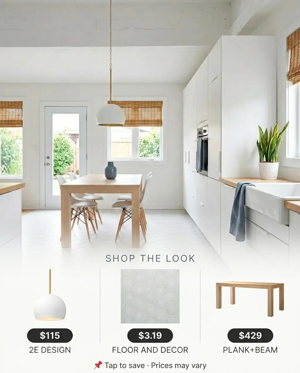 Modern Scandinavian Kitchen with Light Gray Hexagon Tiles — Shop the Look