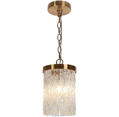 1-Light Cylinder Plated Brass Pendant Lights Style #1293Y