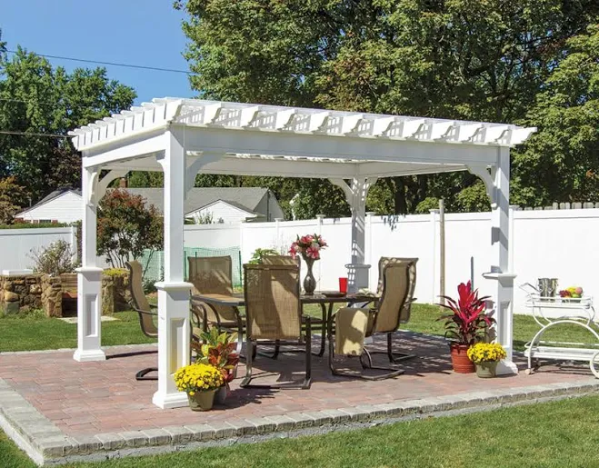10' x 12' Traditional Pergola | All Weather White Vinyl, Lattice Roof, Superior 
