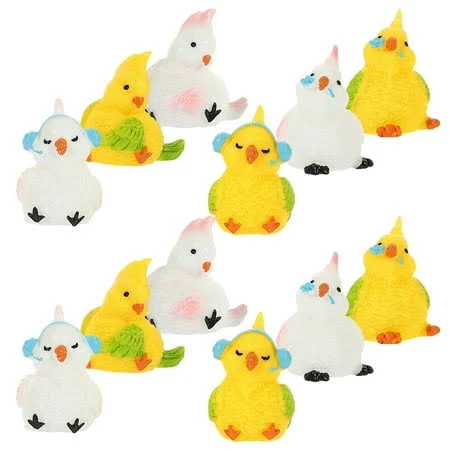 12 Pcs Tiny Bird Statue Miniature Bird Decors Mini Resin Bird Figurines Photo Pr