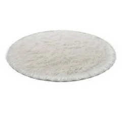 3' Faux Fur Round Kids' Rug White - Pillowfort
