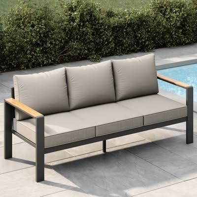 3-Seat Aluminum Outdoor Sofa with Plush, 5