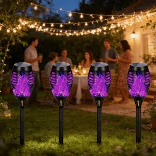 4 Pack Flickering Solar Lights Tiki Torch Lights