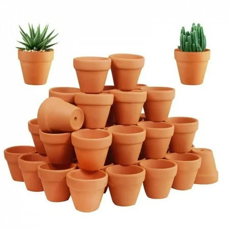 50 Pcs Tiny Terracotta Pots - 1.3 inch Small Mini Clay Pots with Drainage Holes