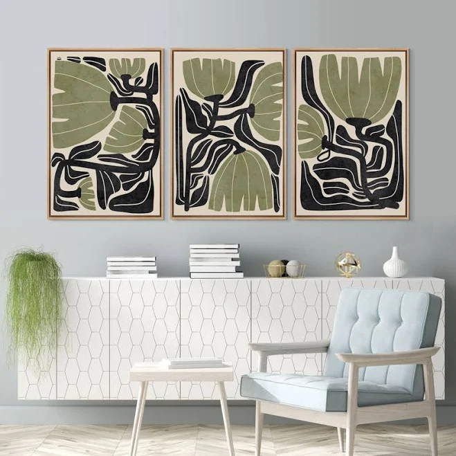 Abstract Green Geometric Boho Wall Art - 36