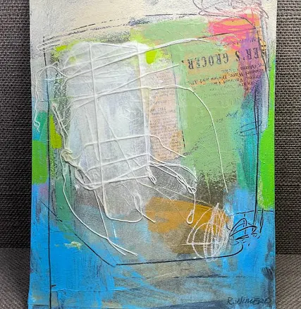 Abstract Mixed Media Collage Painting: Original Gallery Wall Art (9x12)