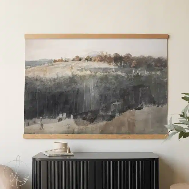 Abstract Nature Artwork Neutral Forest Painting Canvas Tapestry