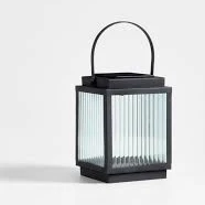 Alfresco Black Metal and Glass LED Solar Outdoor Lantern 13