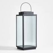 Alfresco Black Metal and Glass LED Solar Outdoor Lantern 19