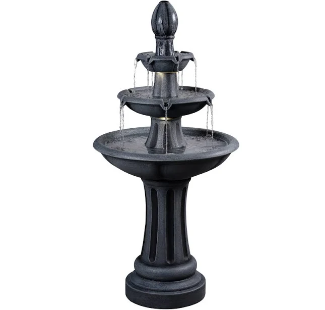 allen + roth 46-in H Plastic Electric Powered Tiered Outdoor Fountain with Pump