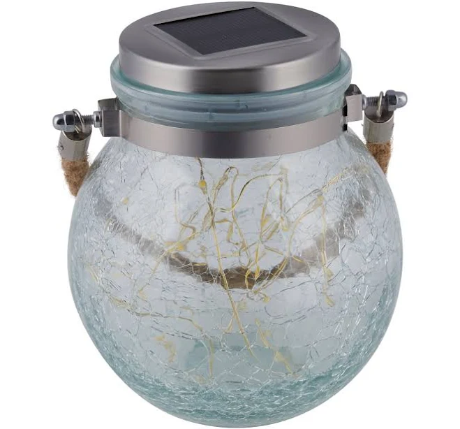 Allen + Roth 5-in x 6-in Clear Glass Solar Outdoor Decorative Lantern