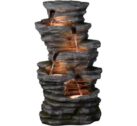 allen + roth Resin Water Rock Outdoor Fountain