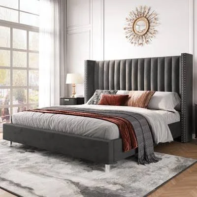 AMERLIFE King Upholstered Bed Frame